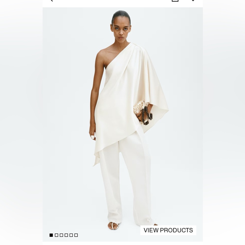 H&M S/S 2026 one shoulder satin top cream SOLD OUT limited time only 1340403001
